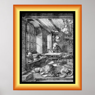 Saint Jerome in His Study ~ Engraving 1521 ~ Poster