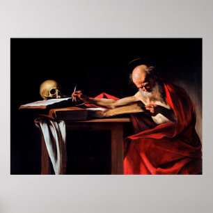 Saint Jerome Writing by Caravaggio (1606) Poster
