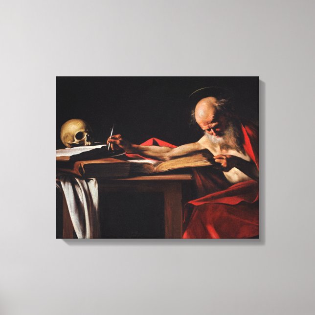 Saint Jerome Writing (by Caravaggio) Canvas Print (Front)