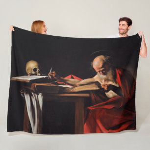 Saint Jerome Writing (by Caravaggio) Fleece Blanket