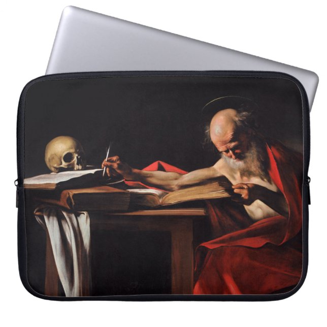Saint Jerome Writing (by Caravaggio) Laptop Sleeve (Front)