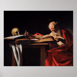 Saint Jerome Writing (by Caravaggio) Poster