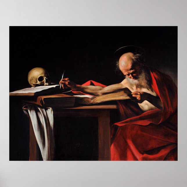 Saint Jerome Writing (by Caravaggio) Poster (Front)
