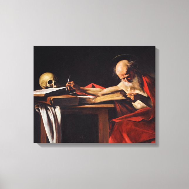 Saint Jerome Writing by Michelangelo Caravaggio Canvas Print (Front)