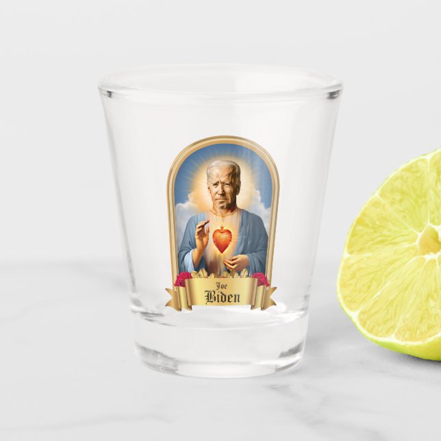 Saint Joe Biden Prayer Candle Shot Glass (Front)