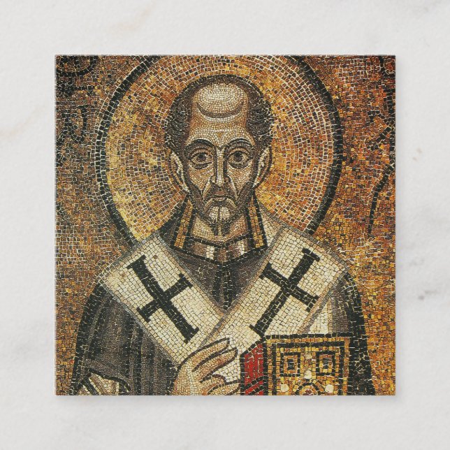 Saint John Chrysostom Doctor of the Church Square Business Card (Front)
