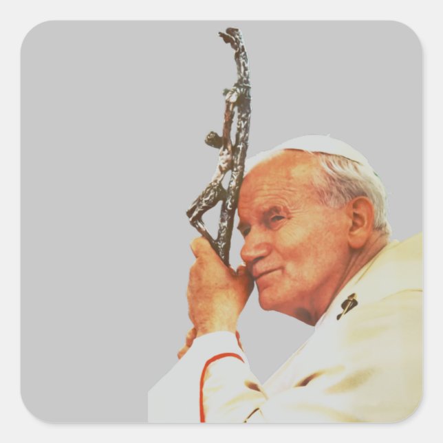 Saint John Paul II The Great Communicator Fine Art Square Sticker (Front)