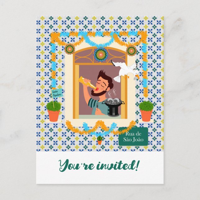 Saint John Portuguese Festa Neighbour Invitation Postcard (Front)