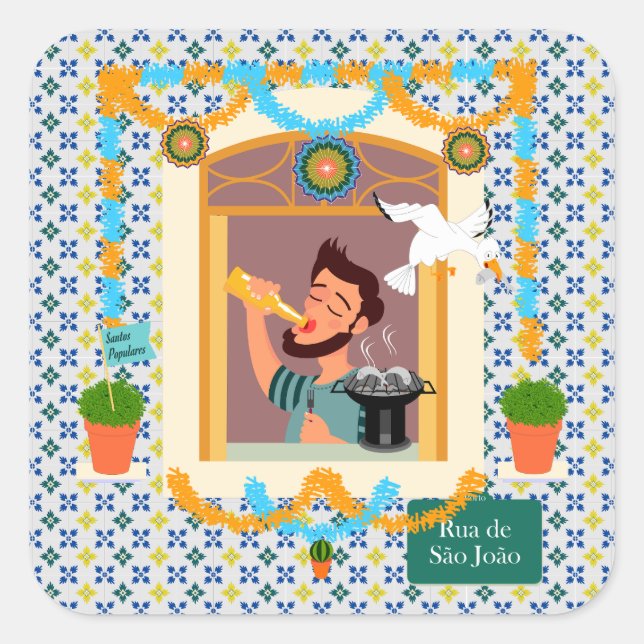 Saint John Portuguese Festa Neighbour Square Sticker (Front)