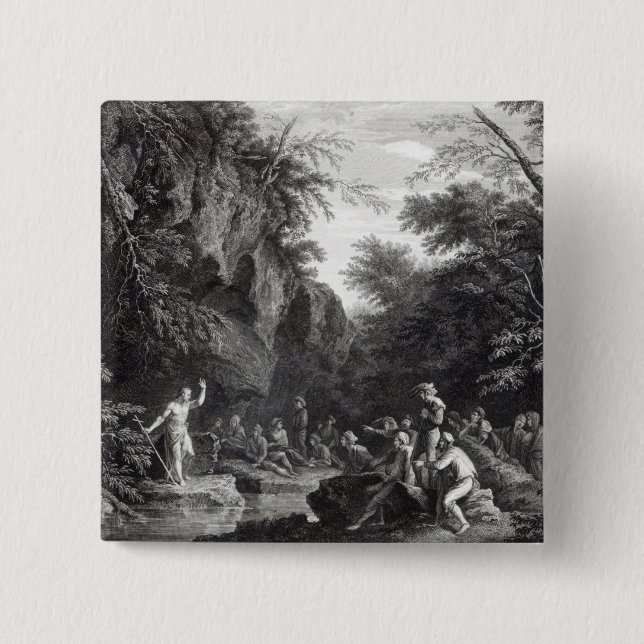 Saint John preaching in the Wilderness 15 Cm Square Badge (Front)