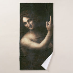 Saint John the Baptist, Leonardo da Vinci Bath Towel