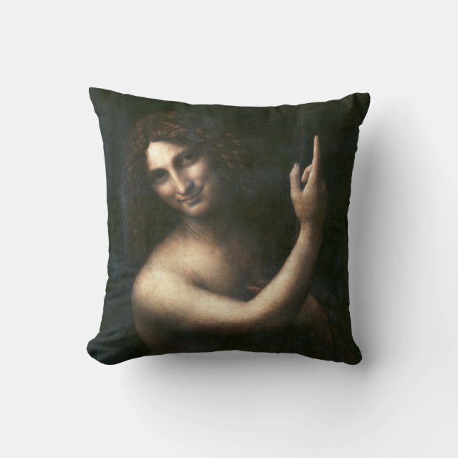 Saint John the Baptist, Leonardo da Vinci Cushion (Front)