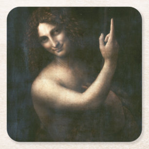 Saint John the Baptist, Leonardo da Vinci Square Paper Coaster