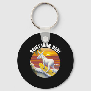 Saint John Usvi Funny Surfing Donkey Us Virgin Isl Key Ring
