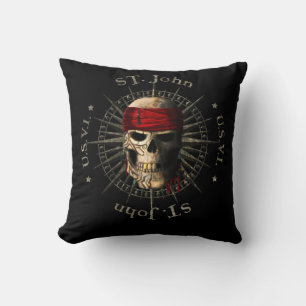 Saint John USVI Pirate Skull Cushion