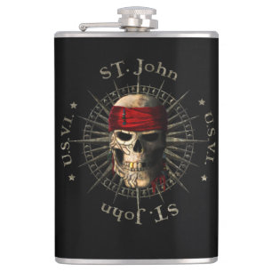 Saint John USVI Pirate Skull Hip Flask