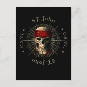 Saint John USVI Pirate Skull Postcard