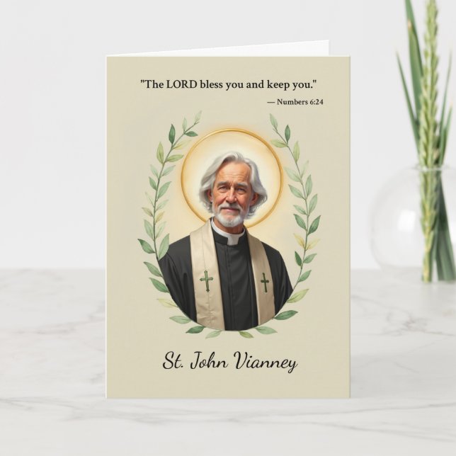Saint John Vianney God's Peace and Blessings Card (Front)