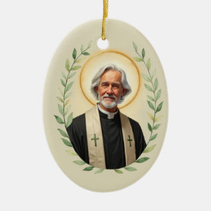 Saint John Vianney God's Peace and Blessings Ceramic Tree Decoration