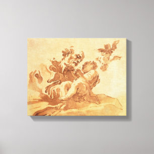 Saint Joseph adoring the Christ Child (pen, ink, b Canvas Print