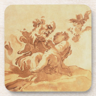 Saint Joseph adoring the Christ Child (pen, ink, b Coaster