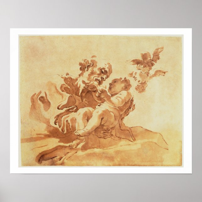 Saint Joseph adoring the Christ Child (pen, ink, b Poster (Front)