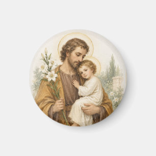Saint Joseph and Child Jesus Vintage Catholic Magnet