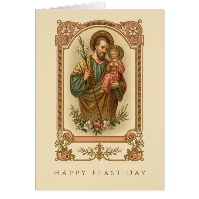 Saint Joseph Child Jesus Vintage Catholic Blessing (Front)
