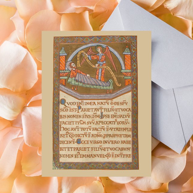 Saint Joseph Christmas Mediaeval Manuscript Postcard (Saint Joseph Christmas Medieval Manuscript Catholic Christmas Postcard)