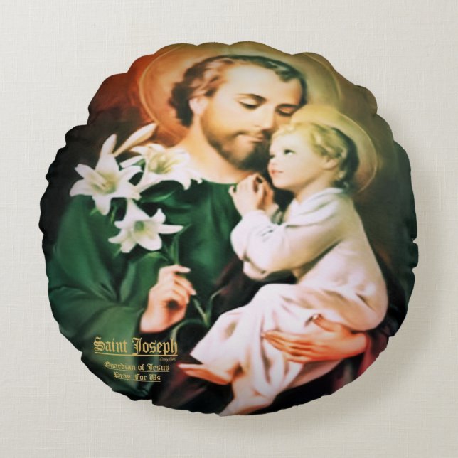Saint Joseph Guardian of Jesus Throw Pillow (Front)