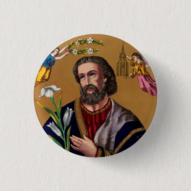 Saint Joseph Guardian of the Holy Family 3 Cm Round Badge (Front)