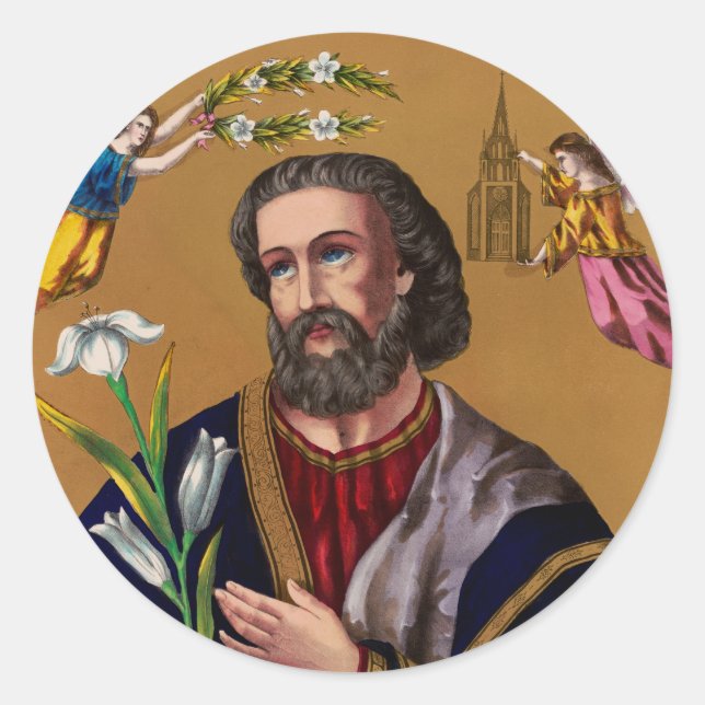 Saint Joseph Guardian of the Holy Family Classic Round Sticker (Front)