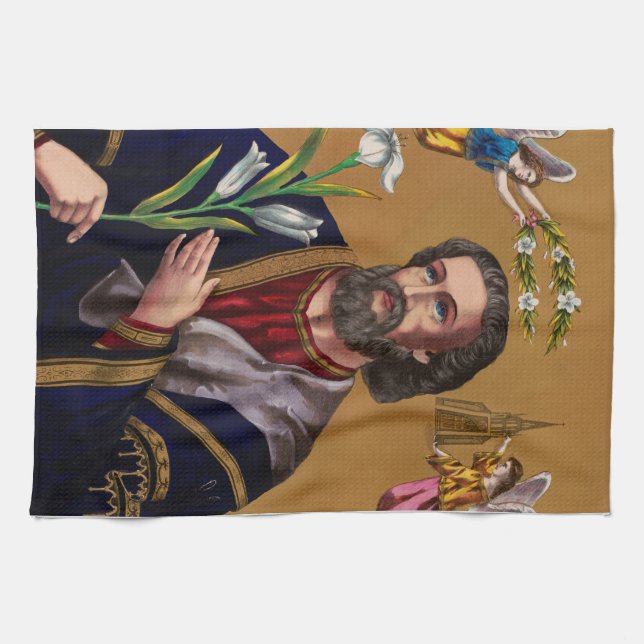 Saint Joseph Guardian of the Holy Family Tea Towel (Horizontal)