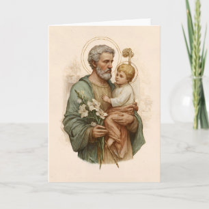 Saint Joseph Holding the Christ Child and Lilies Card