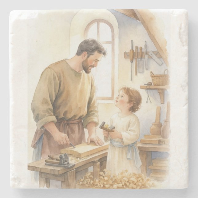 Saint Joseph The Carpenter Stone Coaster (Front)