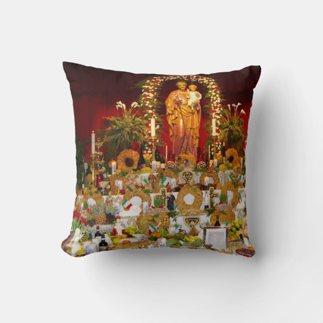 Saint Joseph's Altar Throw Pillow (Front)
