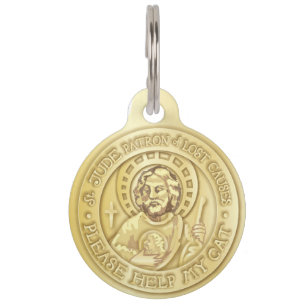 Saint Jude, Please Help My Cat, medal and ID tag