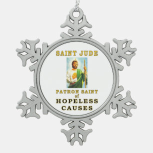 SAINT JUDE SNOWFLAKE PEWTER CHRISTMAS ORNAMENT