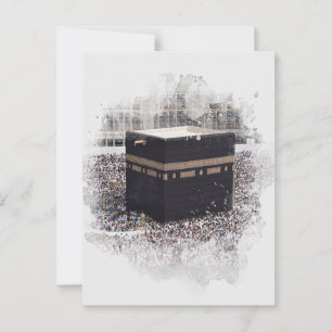 Saint Kaaba, Masjid Al Haram, watercolour illustra Postcard