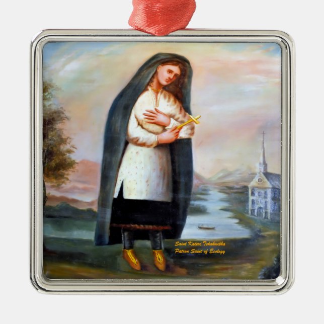 Saint Kateri Tekakwitha Metal Tree Decoration (Front)