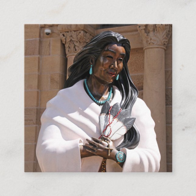 Saint Kateri Tekakwitha Square Business Card (Front)