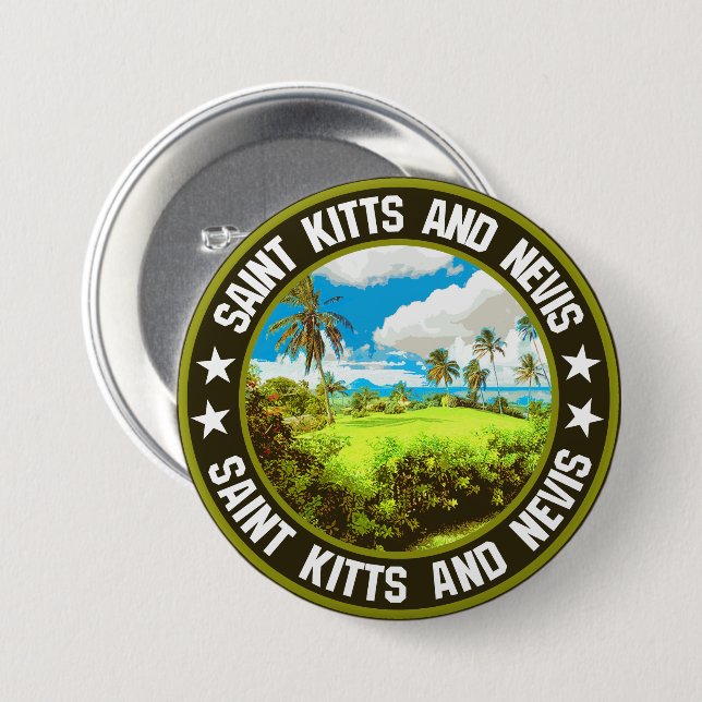Saint Kitts and Nevis                              7.5 Cm Round Badge (Front & Back)