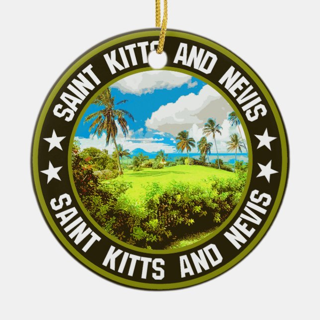 Saint Kitts and Nevis                              Ceramic Tree Decoration (Front)