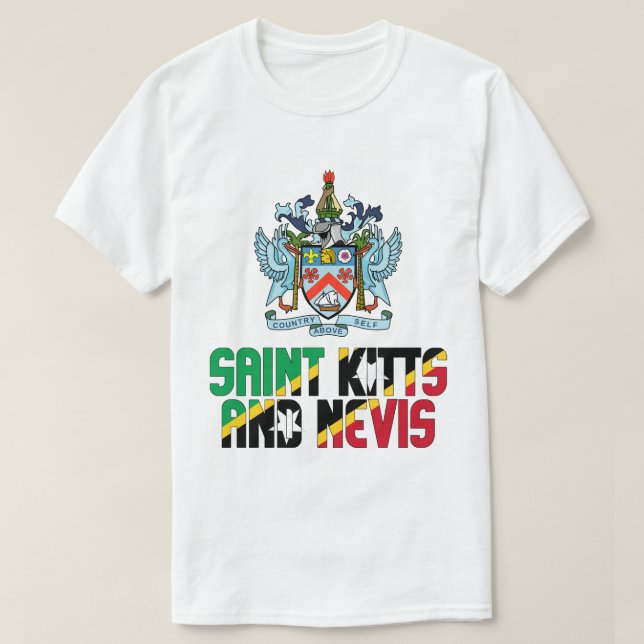Saint Kitts and Nevis Flag and Coat Of Arms T-Shirt (Design Front)