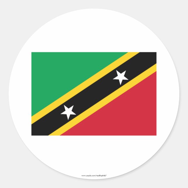 Saint Kitts and Nevis Flag Classic Round Sticker (Front)