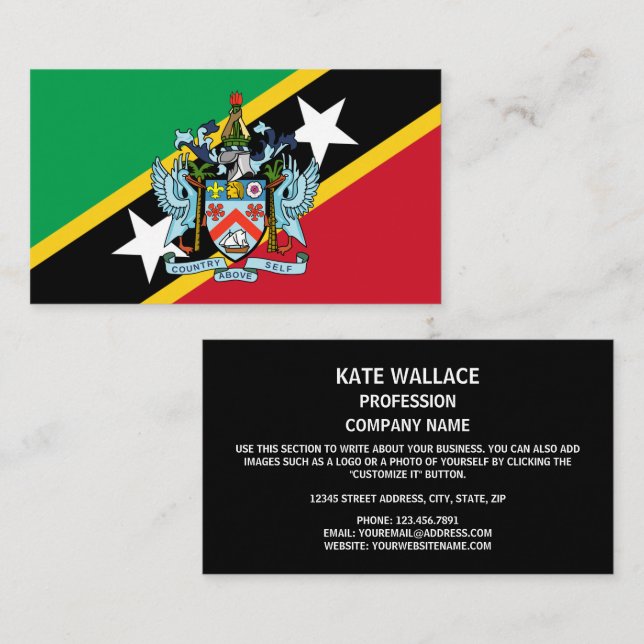 Saint Kitts and Nevis Flag & Coat of Arms Business Card (Front/Back)