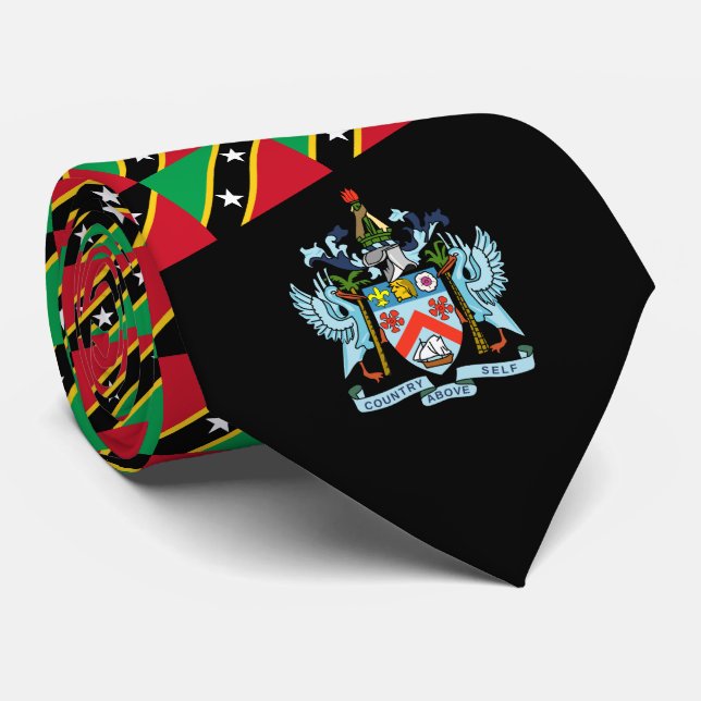 Saint Kitts and Nevis Flag & Coat of Arms Tie (Rolled)