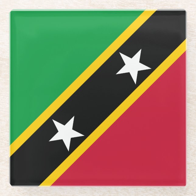 Saint Kitts and Nevis Flag Glass Coaster (Front)