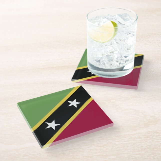 Saint Kitts and Nevis flag Glass Coaster (Angled)