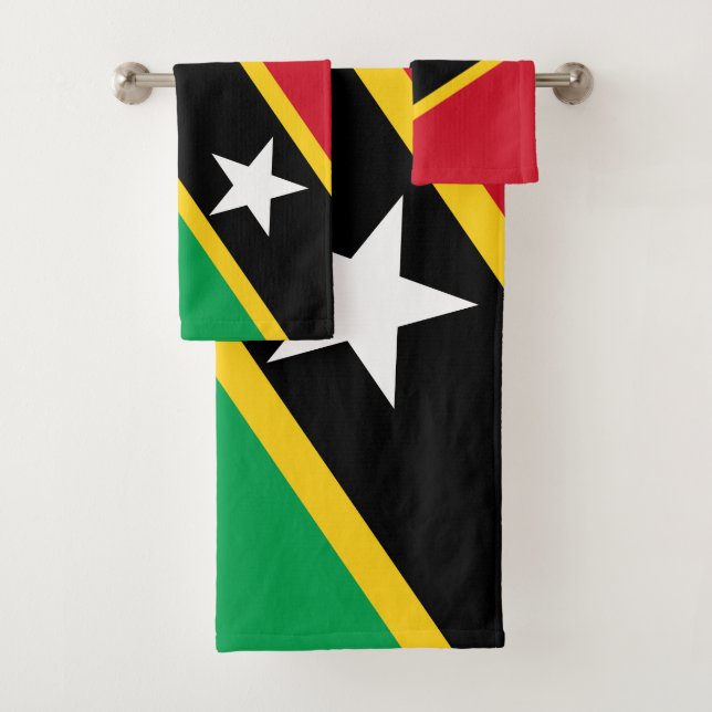 Saint Kitts And Nevis Flag Independence Caribbean Bath Towel Set (Insitu)